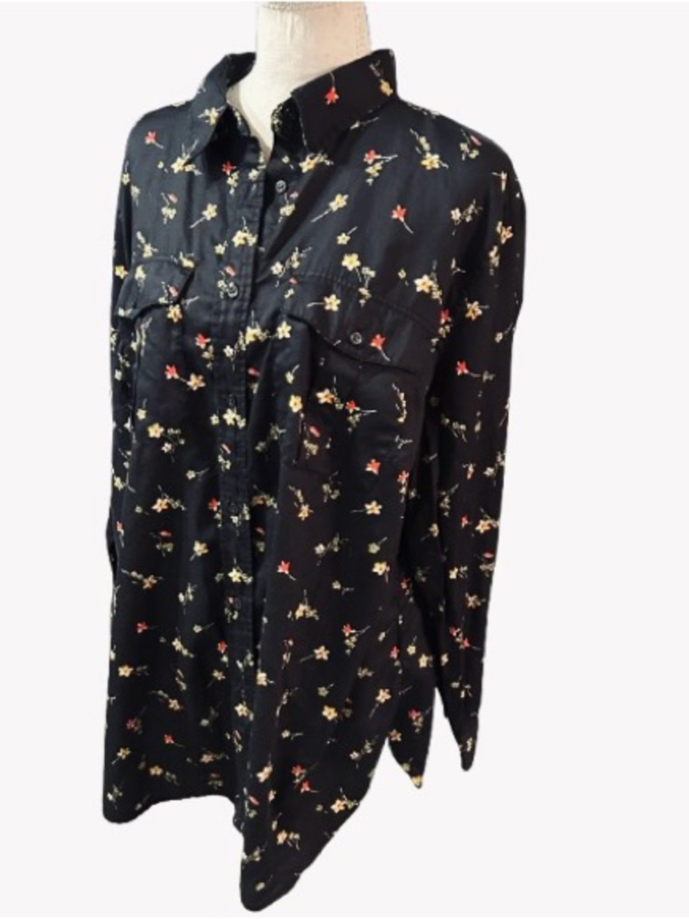 1X 100% Cotton Floral RALPH LAUREN Top Shirt Button Blouse Designer XXL Plus